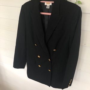 Talbots black wool double breasted blazer